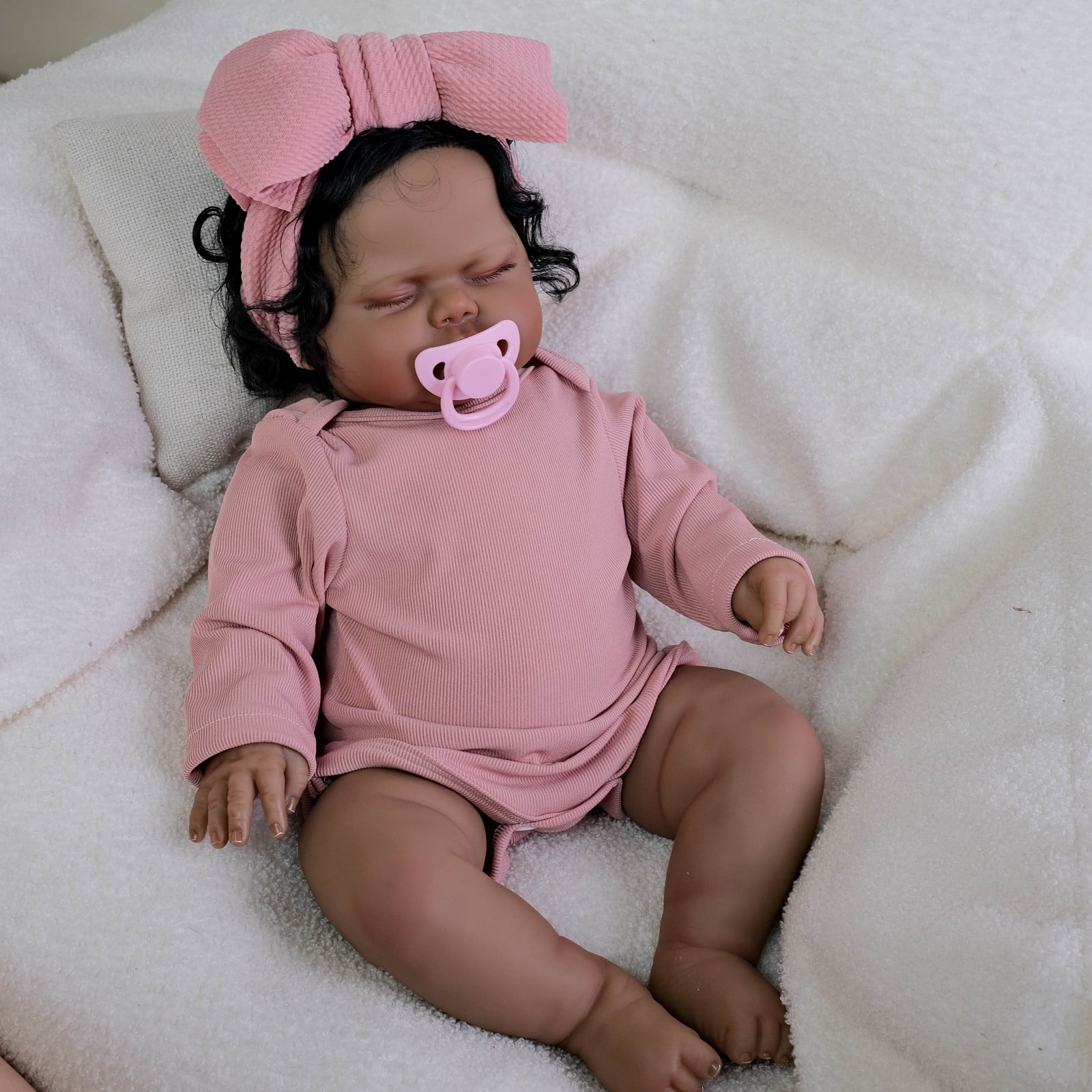 Lifelike Reborn Baby Dolls Black - 19 inch Baby- Realistic Newborn Baby Doll African American Real Life Baby Dolls Cloth Body w/Gift Box for Kids