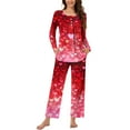 thumbnail image 2 of CZHJS Valentine's Day Pajamas for Women Set Long Sleeve Festival Party Holiday Loungewear Matching Outfits Womens Pajama Wide Leg Pants and Scoop Neck Shirts Sets&nbsp; 2 Piece Pj Sets Plus Size, 2 of 7