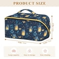 thumbnail image 4 of FORMRS Makeup Bag Travel Cosmetic Organizer for Women Fold Flat Zipper Pouch with Handle, Blue Fireflies Pattern, 4 of 8