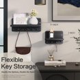 thumbnail image 6 of Rebee Vision Small Pine Wood Key Holder Wall Mount - Mini Key Holder for Wall with Shelf & 4 Hooks (Black, 7inch), 6 of 6