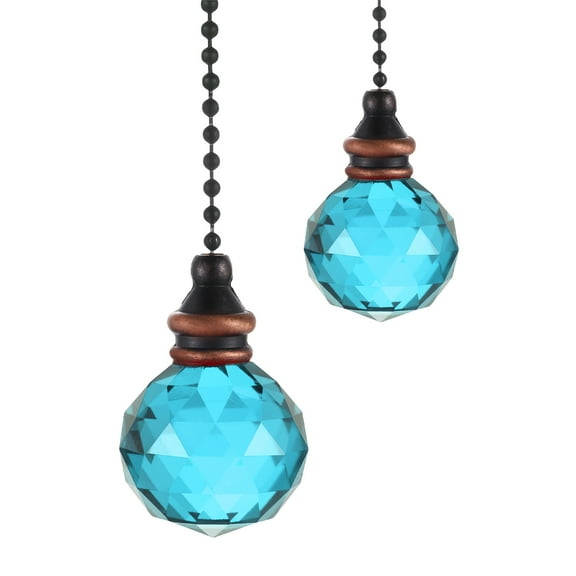 Uxcell 2Pack Ceiling Fan Pull Chain, 12" Crystal Pendant Pull Chain Extension, Blue