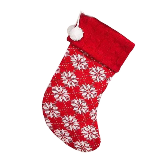 Bearachild Tejer medias de bola de pelo de Navidad regalos para niños juguetes calcetines Crimp Goodie Bag fiesta colgante colgante embalaje de embalaje Kits de decoración para fiestas Copo de nieve Bearachild HA069970-05