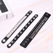 Avaner 3 PCS Punk Rock Studded Bracelets Set, Spiked Studded Bracelet Cuff 80s Goth Jewelry Accessories Adjustable Wristband