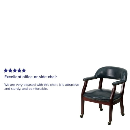 Flash Furniture - Sarah  Traditional Vinyl Side Chair - Upholstered - Navy Vinyl