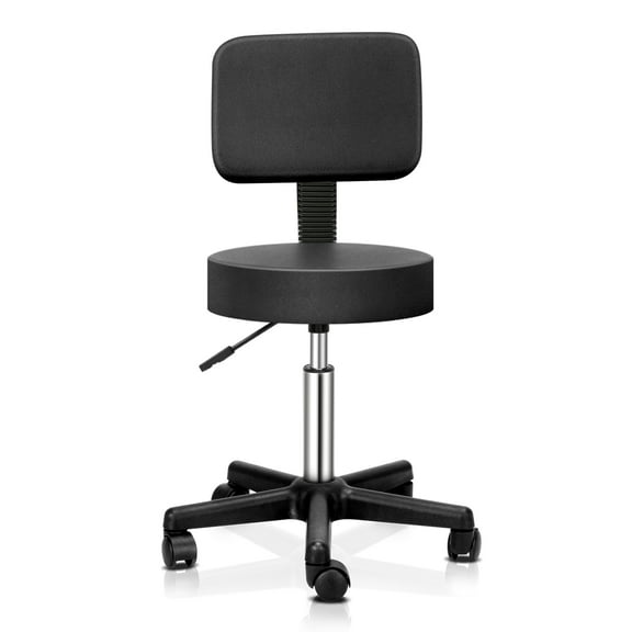 Ktaxon Adjustable Rolling Stool with Back for Medical Lab, Black