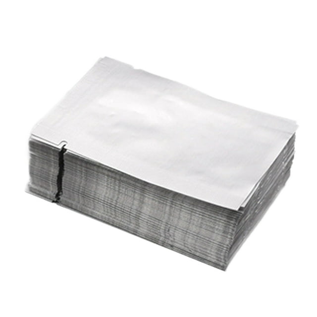100 bolsas de aluminio Mylar plateadas para envasado al vacío, ideales para almacenar alimentos (15 x 22 cm).