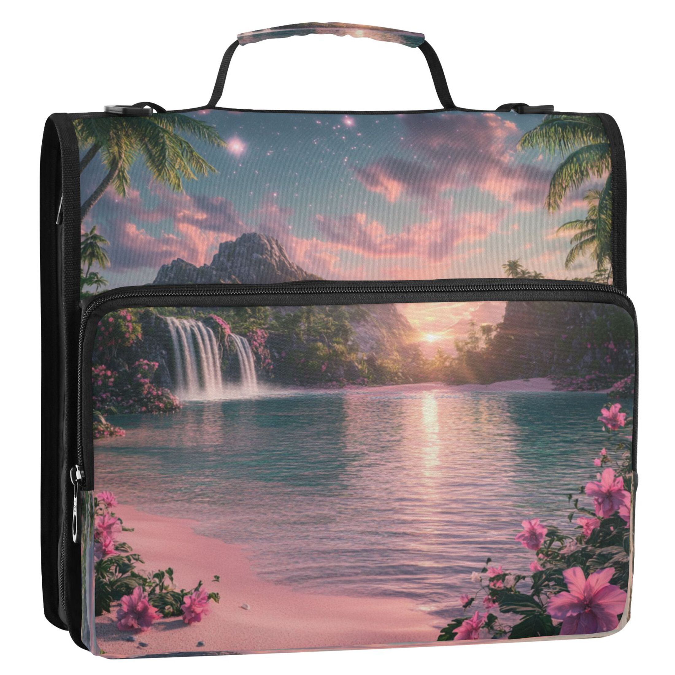 YAZAOO Zipper Binder trapper keeper Documents Organized Design Sunset Serenity Printed