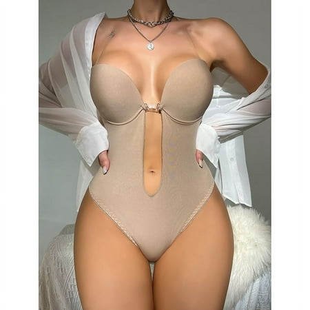 Zkysteio Europe and the United States Deep V style backless body-shaping jumpsuit U Plunge Bodysuit Shapewear