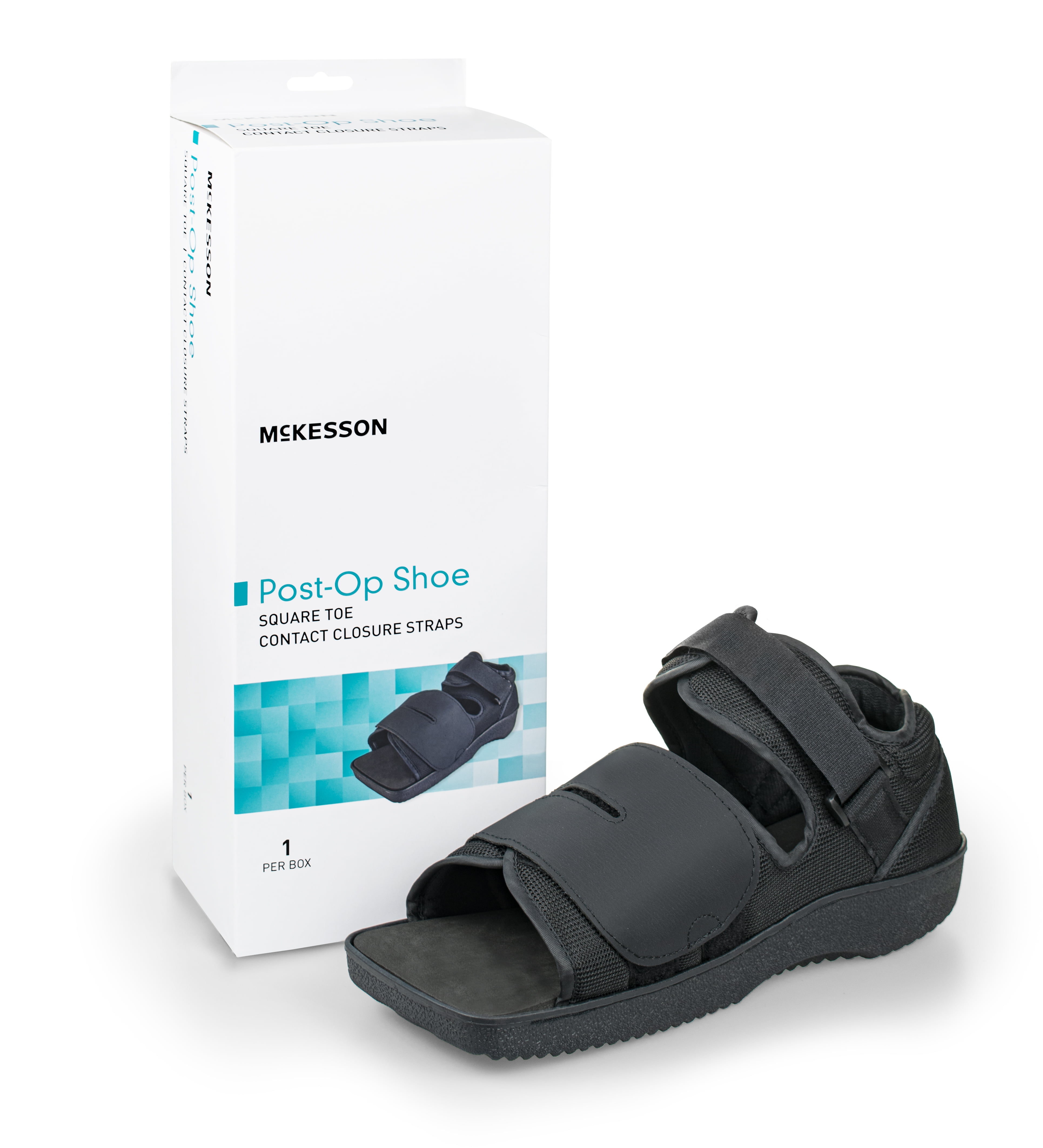 McKesson Black Post-Op Shoe Medium Contact Closure Straps 155-79-81235