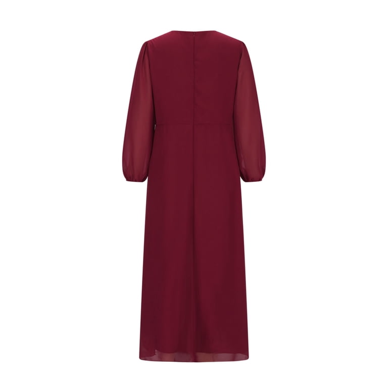 open lace back dress GG3408 Burgundy Pleated Skirt – La Elegant main image 1