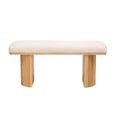 thumbnail image 5 of Solid Wood and White Boucle Bench Exotic Boho Entryway, 5 of 10