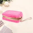 thumbnail image 3 of 1 Pc Women Durable Heart Style Makeup Bag for Travel Vacation Wedding Rose Red Plush, 3 of 4
