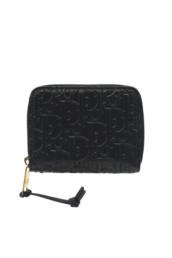 Pre-Owned Christian Dior Trotter Leather Gravity Coin Case, Black Leather, Women's