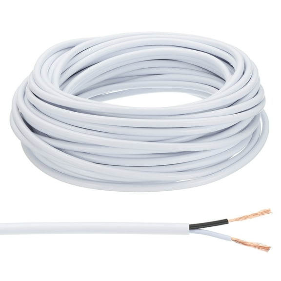 Uxcell 50Ft 18/2 Covered Wire, 300V SVT Round Lamp Cord Insulated Heat Resistant Electronical Flexible Cable, White