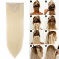 thumbnail image 2 of SEGO Pink Blue Purple Full Head Straight Clip in Hair Extensions 8 Piece 18 Clips Hairpiece for Women, 2 of 5