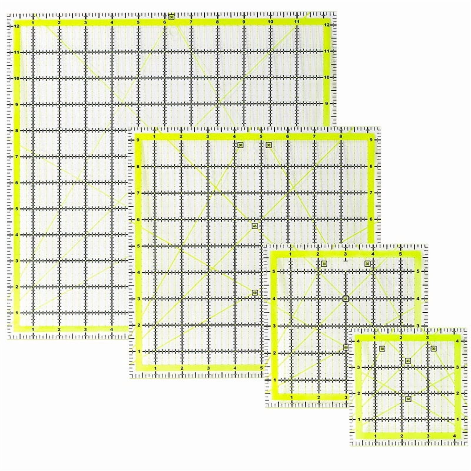 Vruelia 5 Pack Acrylic Quilting Ruler, Square Quilter Ruler Fabric Cutting Clear Mark