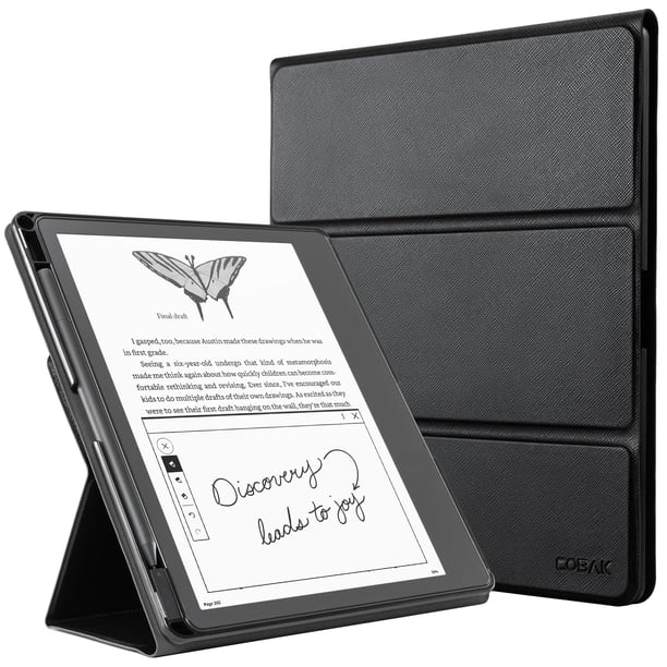 Funda CoBak de piel con soporte para Kindle Scribe y portalápices