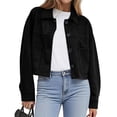 thumbnail image 1 of Chaqueta Corta de Ante Sintético para Mujer, Informal, Ligera, para Otoño e Invierno. Negro XL, 1 of 8