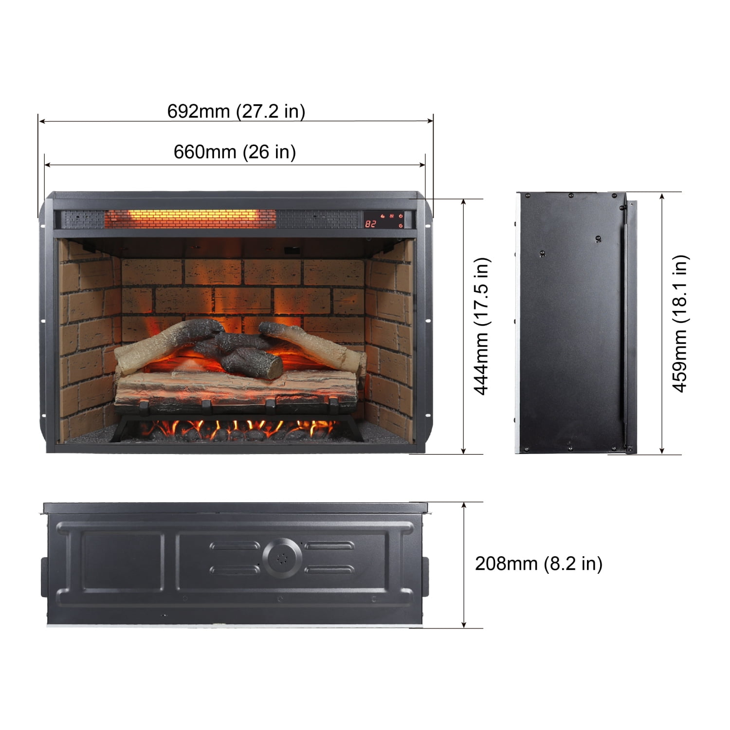 Holaki 60 Inch Electric Fireplace Entertainment Center With Door Sensor-Jasmine White Color
