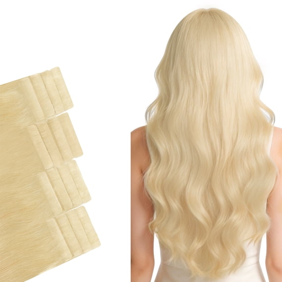 Vlasy Tape In Human Hair Extensions 12 Inches Human Hair Tape-In Extensions Invisible Tape-In Hair Extensions PU Skin Seamless Tape-In 16 Pieces #60A