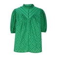 thumbnail image 4 of Mittory Women's Summer Tops Dressy Casual Short Sleeve V Neck Buttons Hollow Out Lace Embroidered Blouses Shirts, 4 of 6