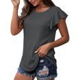 thumbnail image 1 of Blusa De Manga Corta Con Volantes Moda Casual Elegante Cuello Redondo Volantes Manga Corta Camiseta De Verano Gris Oscuro XL, 1 of 5