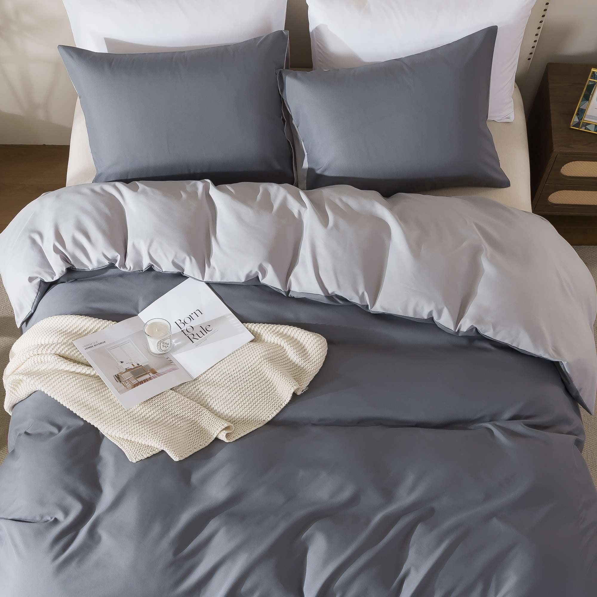 Mainstays King Duvet Cover Set, All-Season, 3-Piece, Grey