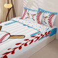 thumbnail image 3 of Homewish Baseball Sport Zipper Twin Comforter Sets with Fitted Sheet and 2 Pillowcases,Blue Ice Cream Drip Zipper Bedding Set For Boys Kids,Reversible,4 Pieces, 3 of 7