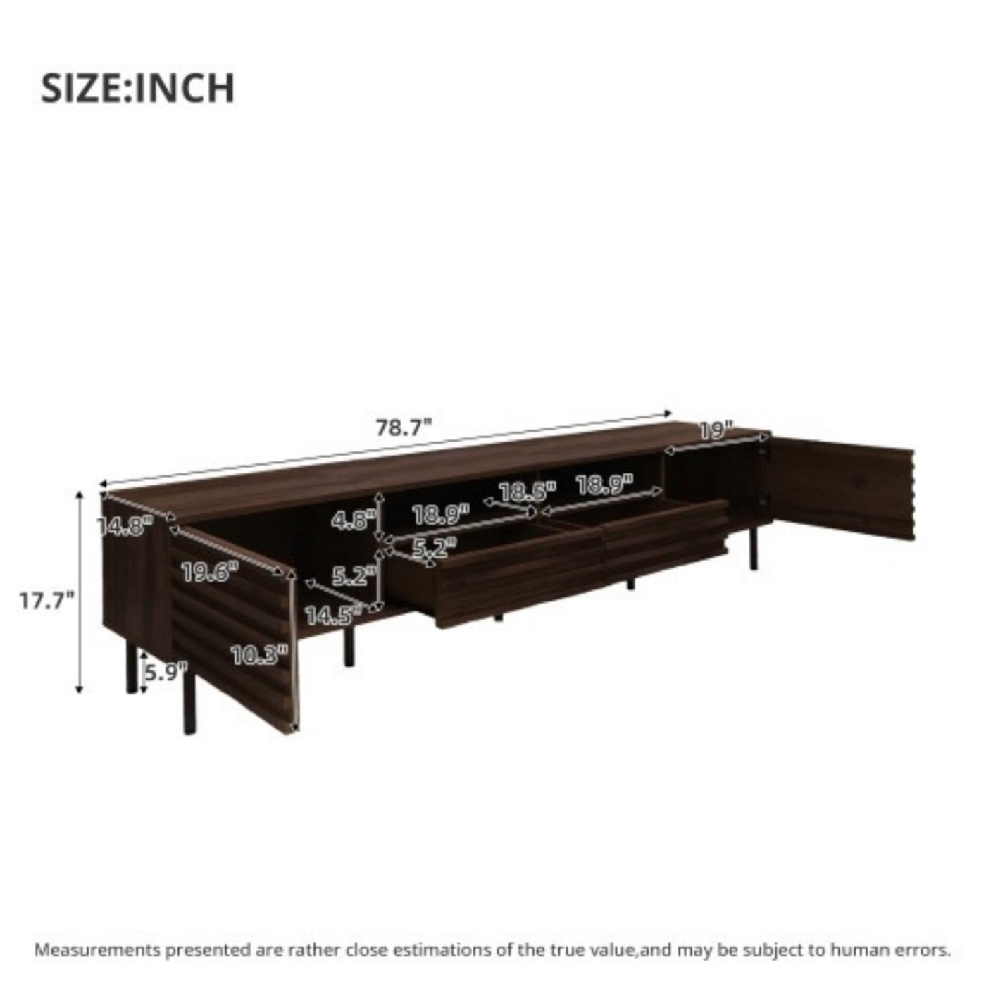78" Modern TV Stand for 85 Inch TV, Wood Media Console with Closed Storage Cabinet, Slatted Doors, Soft Close Hinges & Cable Management, Entertainment Center for Living Room, Brown