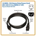 thumbnail image 5 of Tripp Lite Model P007-003 3 ft. Heavy-Duty Computer Power Cord, 14AWG 15A (NEMA 5-15P to IEC-320-C13), 5 of 10
