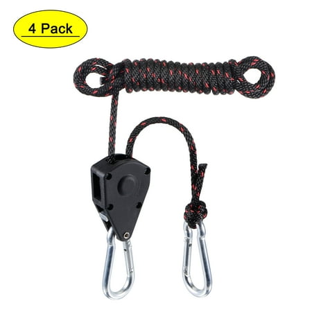 

Uxcell 1/8 75lb Capacity Adjustable Rope Hanger with Snap Hook Metal Pulley 4 Pack