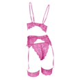 thumbnail image 6 of Levmjia Women Lace Lingerie Set Solid Color Transparent Seductive Garter Bra Panties Leg Loop for Honeymoon Valentine Special Nights, 6 of 6