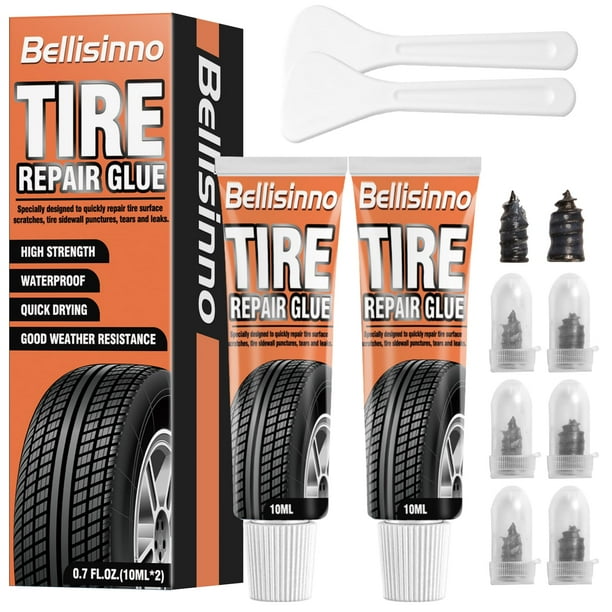 Pegamento de reparación de neumáticos Bellisinno, cemento de caucho para paredes laterales, 10 ml, 2