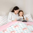 thumbnail image 5 of Manfei Modern Geometric Grid 7-Piece Twin Bedding,Pink Kawaii Bowknot Bedding Comforter Set,Pink Reversible, 5 of 7