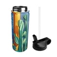 thumbnail image 2 of Sikiie Bright Paper Cactus Scene Print 18OZ Insulated Straw Cup, Portable Leak-proof Sports Water Bottle, Stainless Steel Water Cup Suitable for Home and Outdoor, 2 of 8