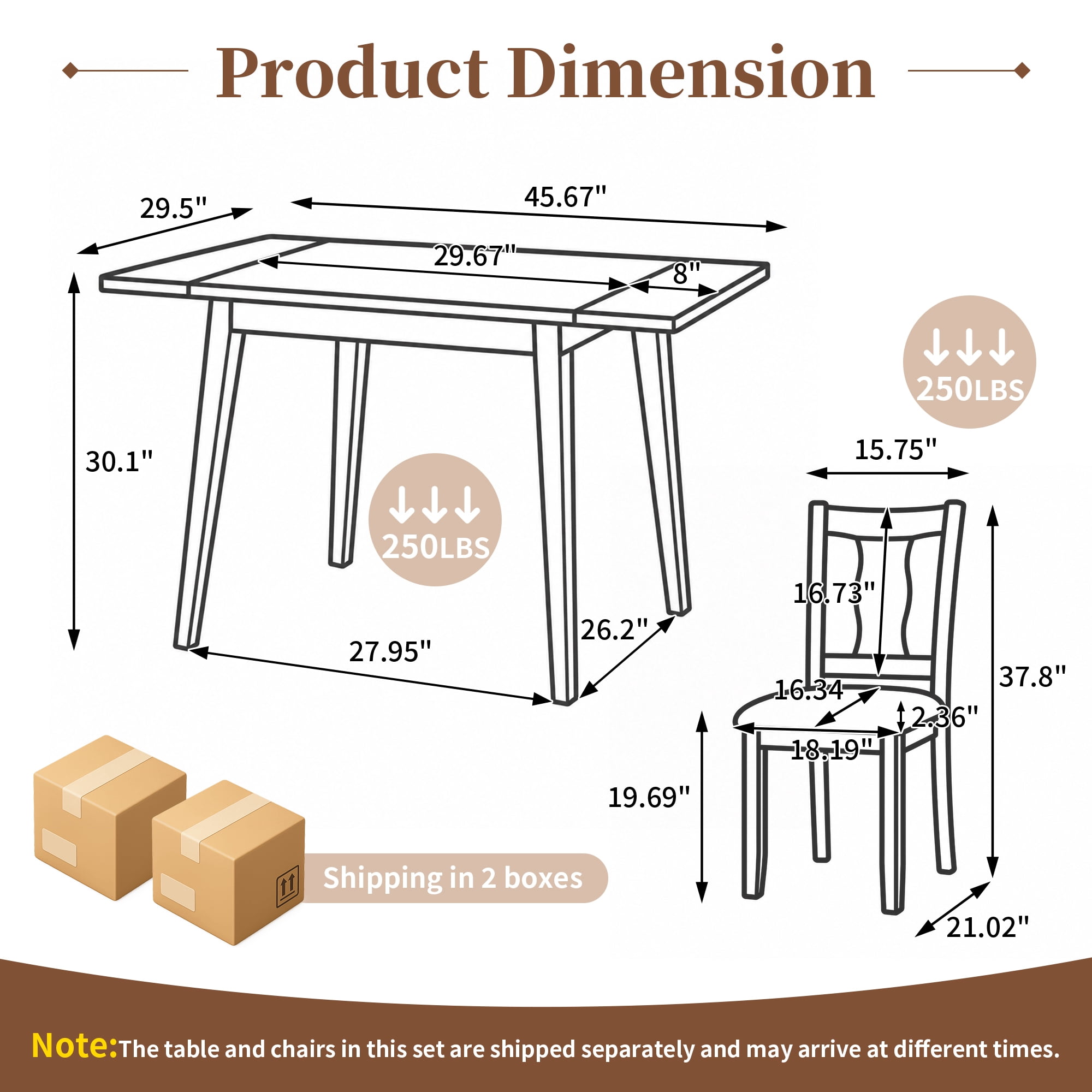 Euroco 3 Piece Wood Dining Table Set, Modern Breakfast Nook Kitchen Table Set with Drop Leaf and 2 Upholstered Chairs for Small Places,Natural