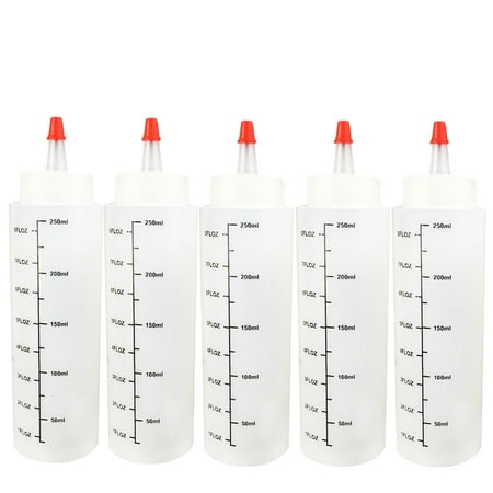 

Topaty 5PCS 250ML Plastic Needle-nosed Bottle With scale Squeeze Bottle With Leak-Proof Cap Sauce Bottle Salad Bottle Squeezable Bottle