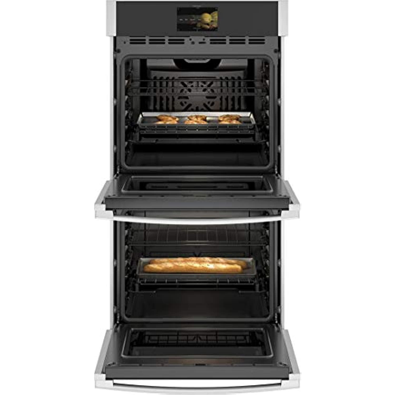 GE PKD7000SNSS 27 Inch Smart Convection Double Wall Oven with True European Convection, WiFi Connect, Direct Air, Brilliant Touch 7-Inch Display, Fit Guarantee, Precision Cooking Modes, No Preheat Opt