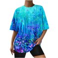 thumbnail image 1 of Blusa de manga corta con estampado de cuello redondo informal para mujer a la moda, Tops de verano OAVQHLG3B Store lin121212, 1 of 4