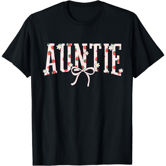 Auntie Strawberry Floral Coquette Bow Cute Aunt Girls Women T-Shirt, Unisex T-Shirt