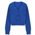 thumbnail image 4 of Sweaters for Women Under $15 XXL New Collar Solid Color Long Sleeved Knitted Cardigan With Loose Pockets Sweater Jacket, 4 of 6