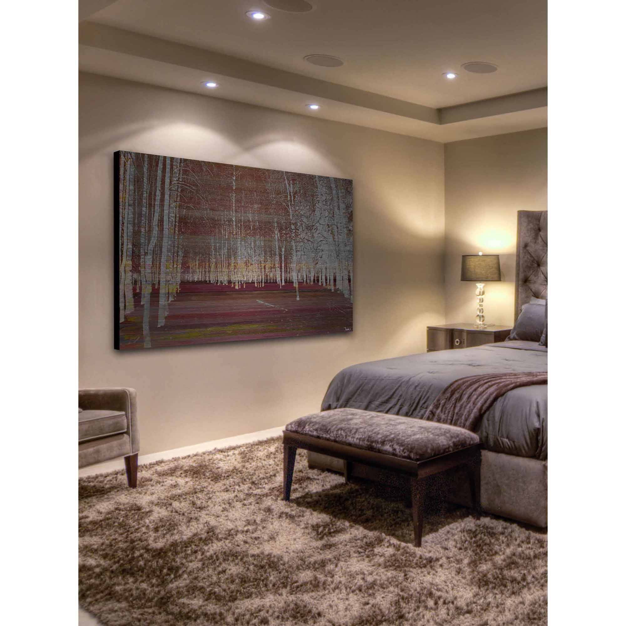 Parvez Taj  'Night Birch' Painting Print on Brushed Aluminum 18 x 12
