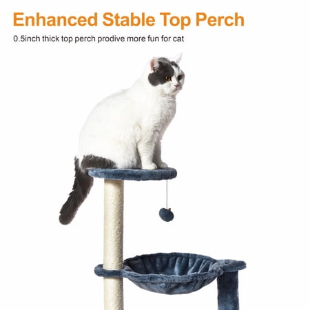 VIBRANT LIFE 3-LEVEL CAT TOWER WITH HAMMOCK AND SISAL POST, 26.7 INCH, BLUE