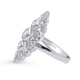 thumbnail image 3 of BERRICLE Sterling Silver Navette Cubic Zirconia CZ Statement Vintage Inspired Art Deco Fashion Ring for Women, Rhodium Plated Size 9, 3 of 10