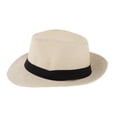 thumbnail image 2 of Men Women Straw Panama Hat Fedora Trilby  Sombrero Sunhat Wide Brim Khaki, 2 of 6