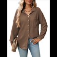 thumbnail image 3 of Chaqueta Informal de Larga con Botones y Punto Gofre para Mujer, Estilo Boyfriend, Corte Holgado Color Café XL, 3 of 9