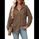 thumbnail image 3 of Chaqueta Informal de Larga con Botones y Punto Gofre para Mujer, Estilo Boyfriend, Corte Holgado Color Café XXL, 3 of 9
