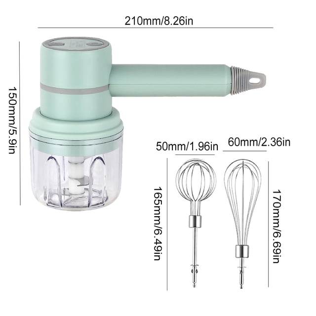 Wireless Electric Food Mixer with Handle Hand Blender Detachable 3 Modes Adjustable Waterproof Egg Beater Kitchen Baking Gadgets Green