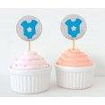 thumbnail image 1 of Darling Souvenir, Glitter Baby T-Shirt Baby Shower Cupcake Toppers, Dessert Decorations - Pack Of 20, 1 of 3
