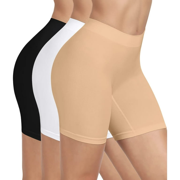 3 Pack Slip Shorts for Women Under Dress,Comfortable Seamless Smooth Yoga  Shorts,Workout Biker Shorts 